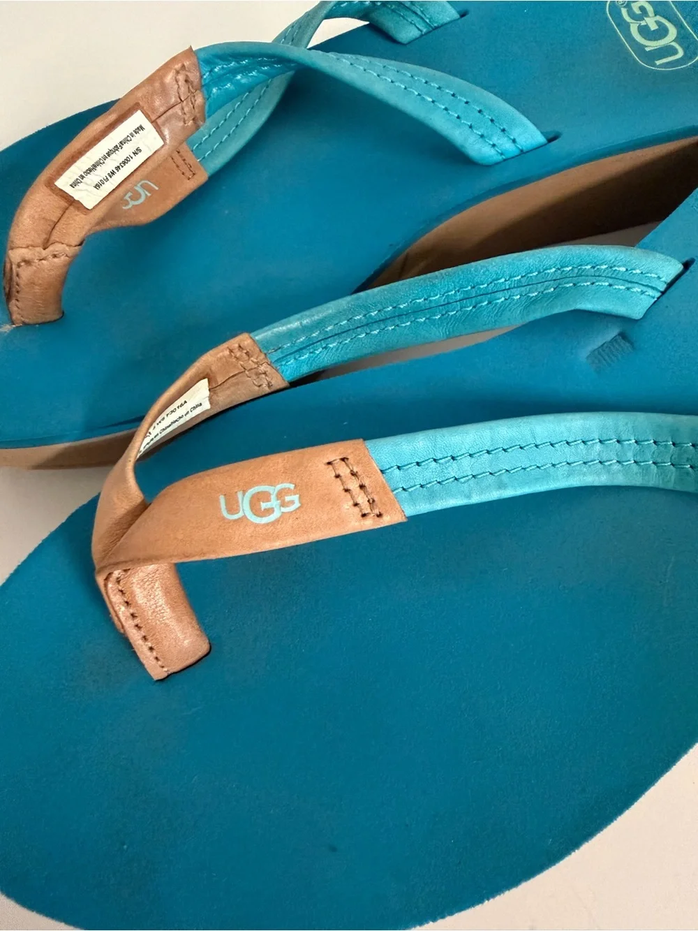 UGG | Women’s Teal and Tan Wedge Flip Flop Sandals